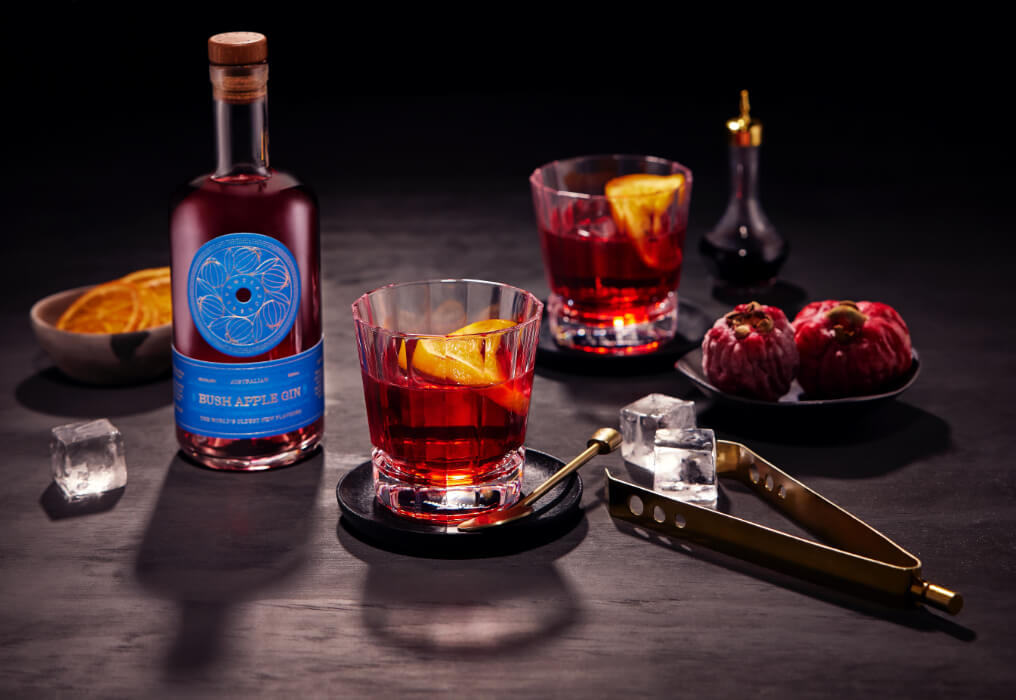 Bush Apple Gin and glasses